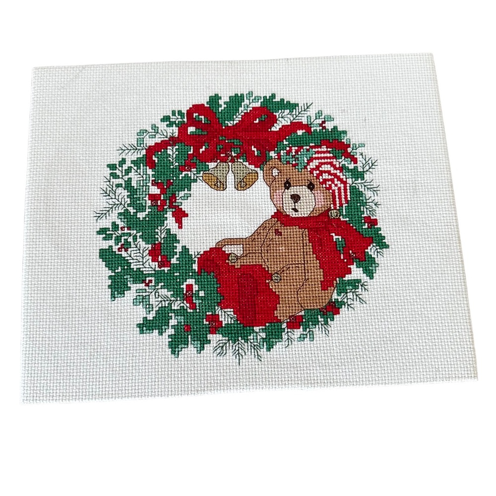 Teddy Bear Christmas‎ Wreath Cross stitch Holidays